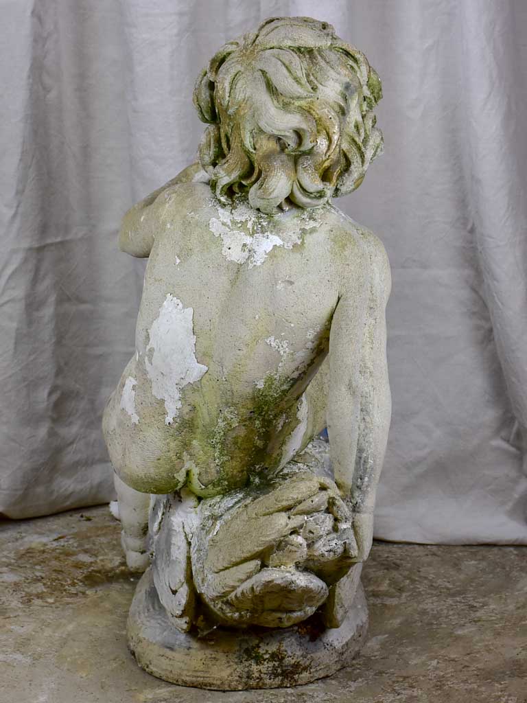 Antique Italian garden sculpture - boy on a flying goose 35"