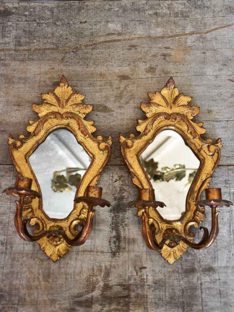 Pair of Italian Gold-Painted Candle Sconces