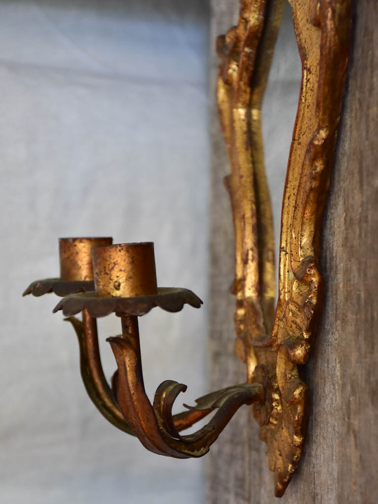 Pair of Italian Gold-Painted Candle Sconces