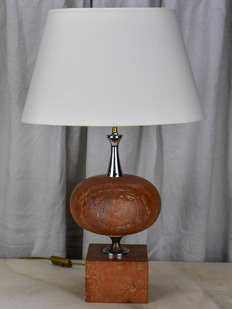 Mid century red travertine table lamp - Barbiere