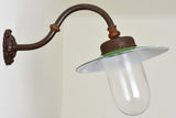 Vintage-style enamel shade glass dome sconce