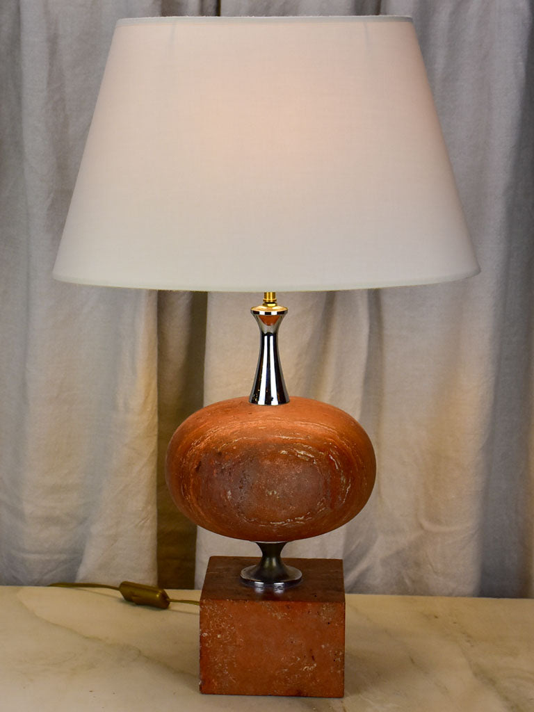 Mid century red travertine table lamp - Barbiere