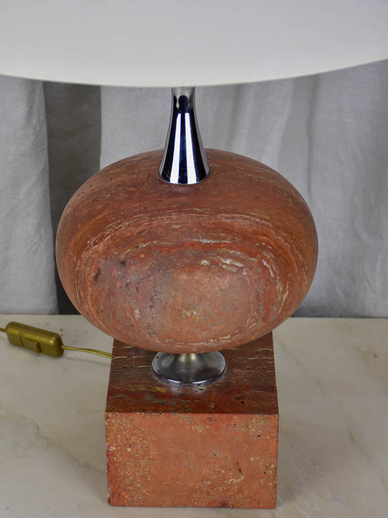 Mid century red travertine table lamp - Barbiere