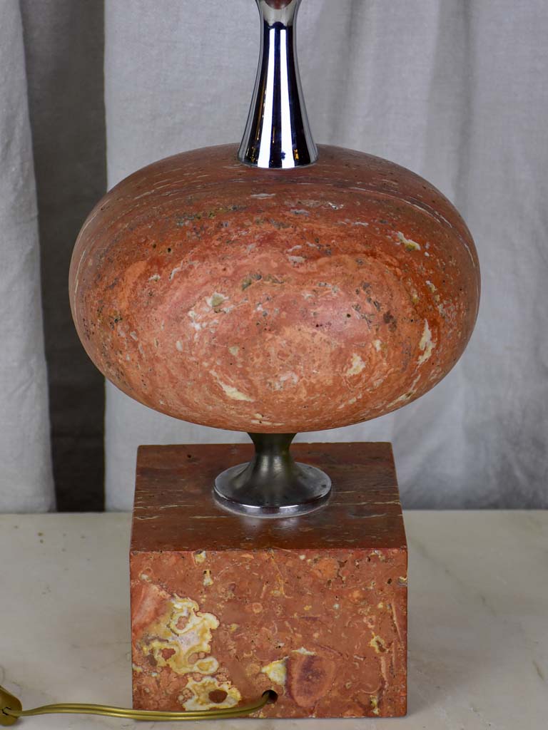 Mid century red travertine table lamp - Barbiere