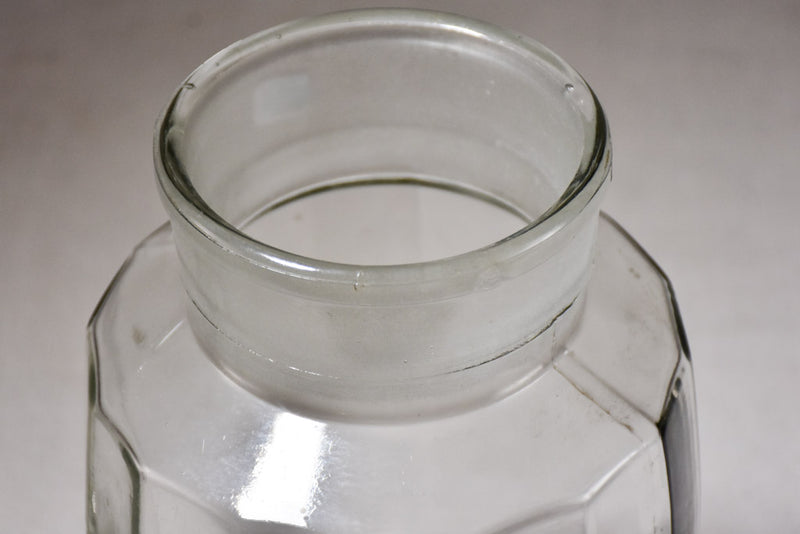 Antique French glass candy jar with lid - faceted 11¾"