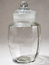Antique French glass candy jar with lid - faceted 11¾"