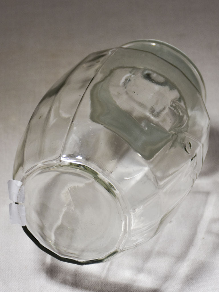 Antique French glass candy jar with lid - faceted 11¾"