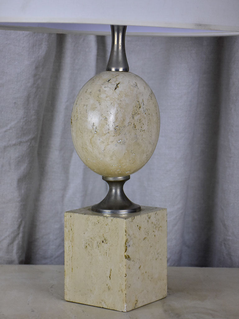 Mid century beige travertine table lamp - Barbiere