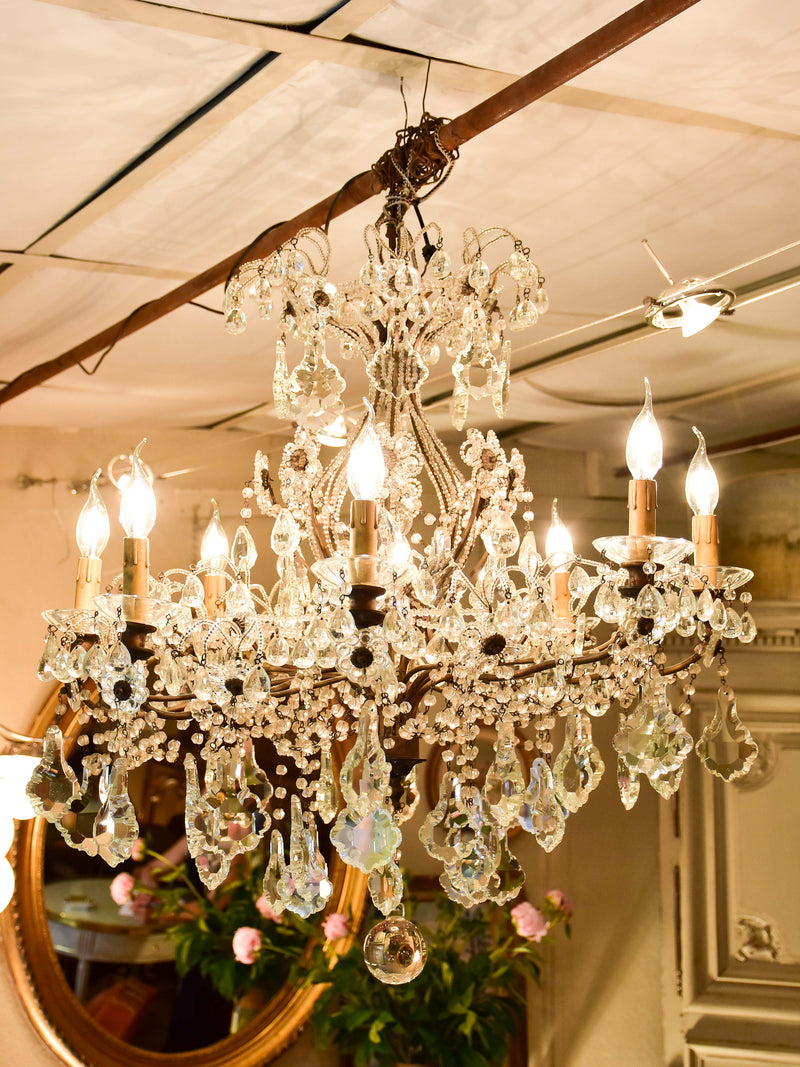 Antique Italian crystal chandelier - 8 branches