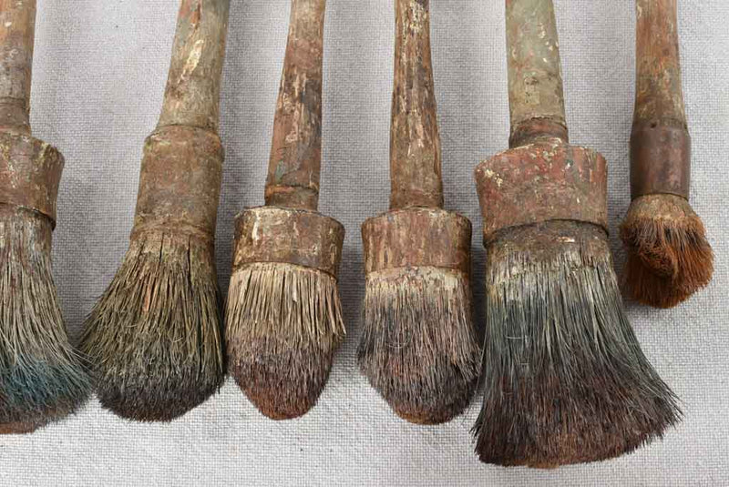 Collection of nine antique French paint brushes
