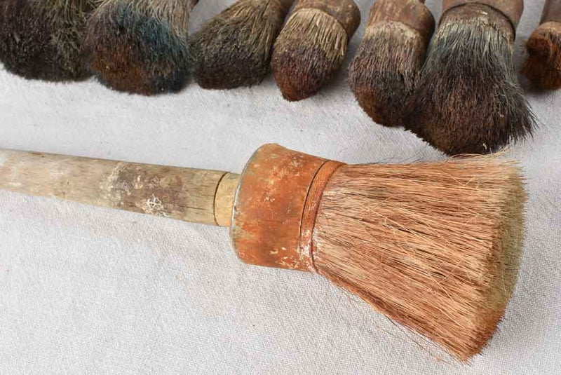Collection of nine antique French paint brushes