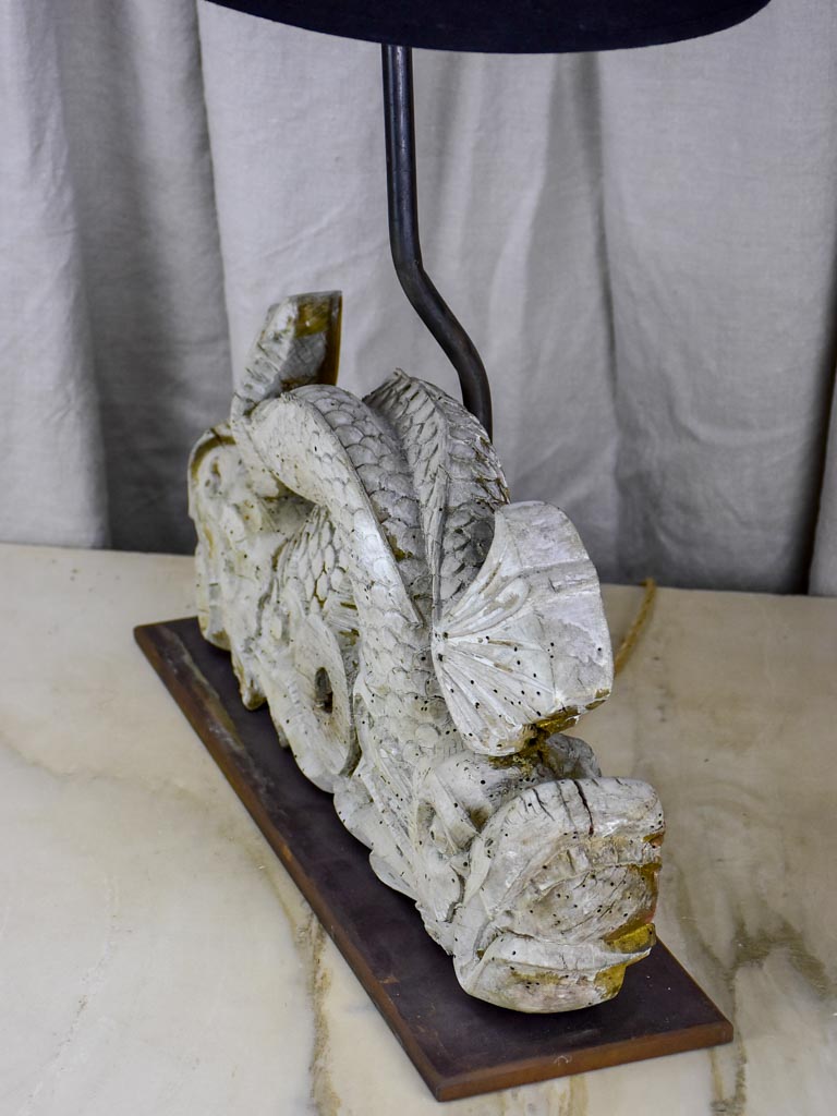 Salvaged boiserie table lamp - dauphin base