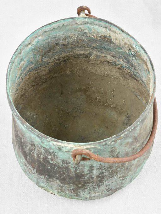 Antique French copper cauldron 12½" Chez Pluie