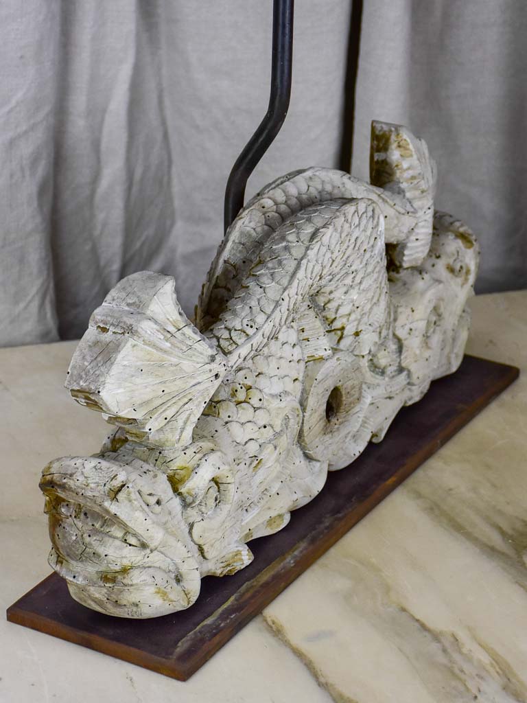 Salvaged boiserie table lamp - dauphin base