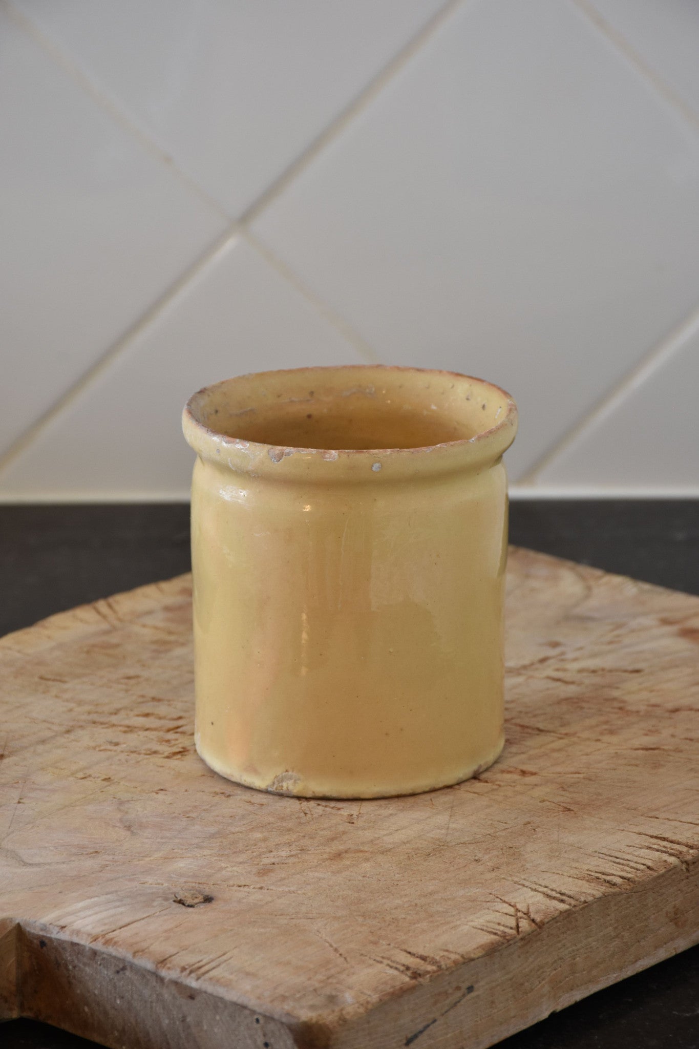 Preserving jar, yellow ware 4", 19th-century 2/2