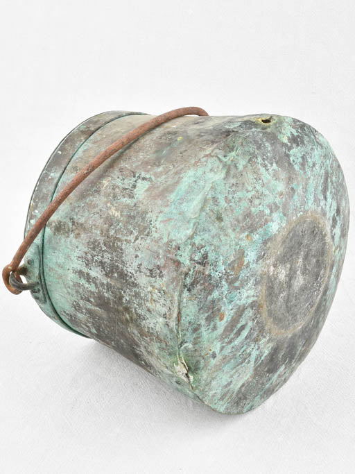 Antique French copper cauldron 12½" Chez Pluie