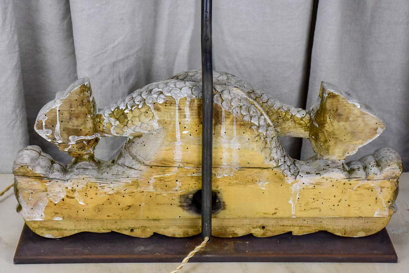 Salvaged boiserie table lamp - dauphin base