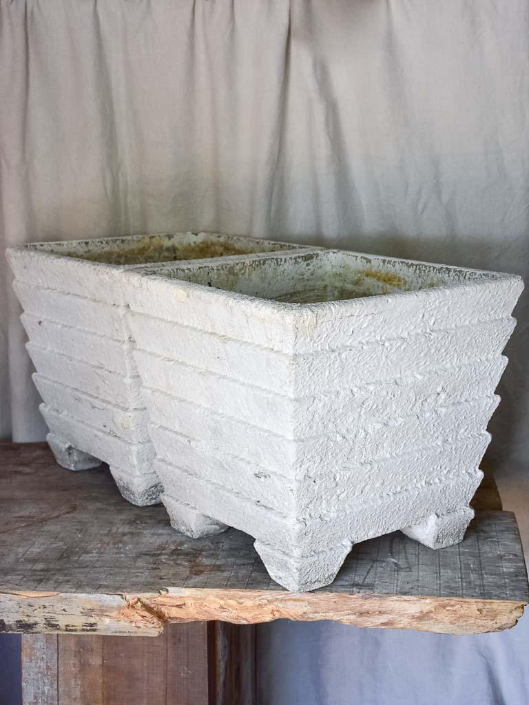 Pair of vintage Square White Garden Planters