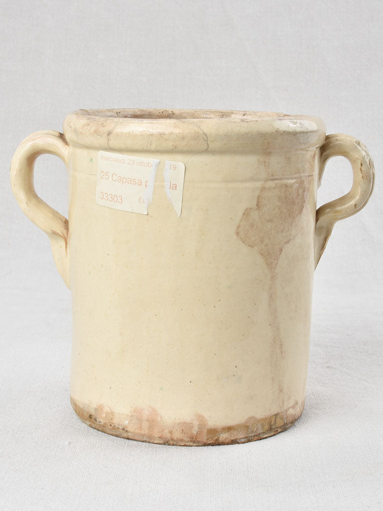 Antique Italian anchovy pot with handles 8"