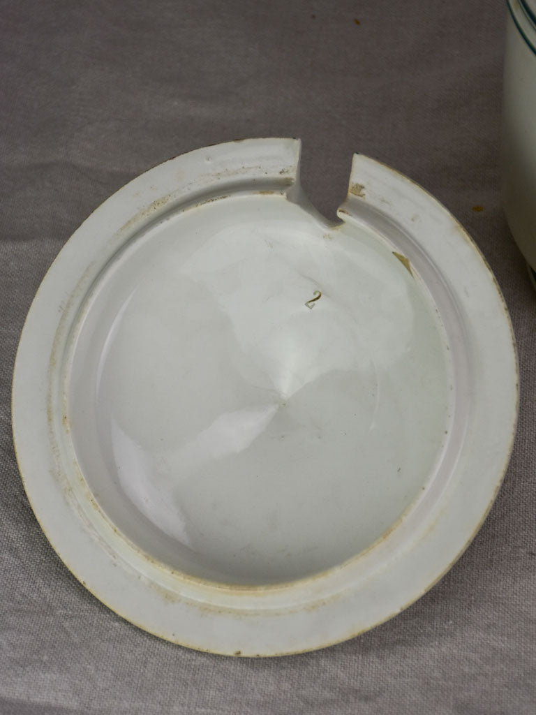 Antique French faience cheese pot with lid - Fromage Forte 9¾"