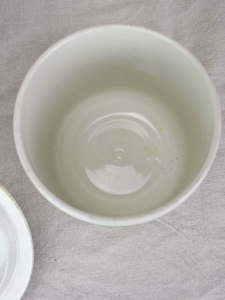 Antique French faience cheese pot with lid - Fromage Forte 9¾"