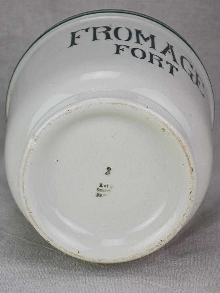 Antique French faience cheese pot with lid - Fromage Forte 9¾"