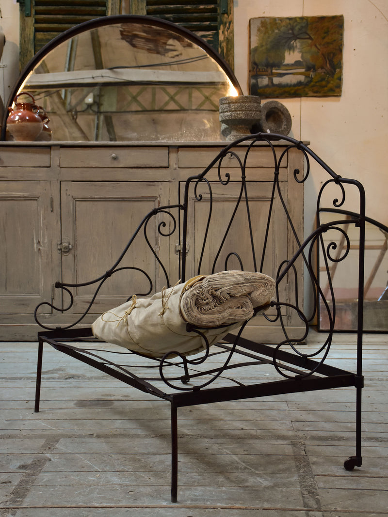 Pair of vintage French folding iron daybeds