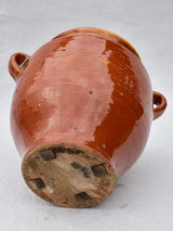 Large antique French confit pot with brown glaze 12½"