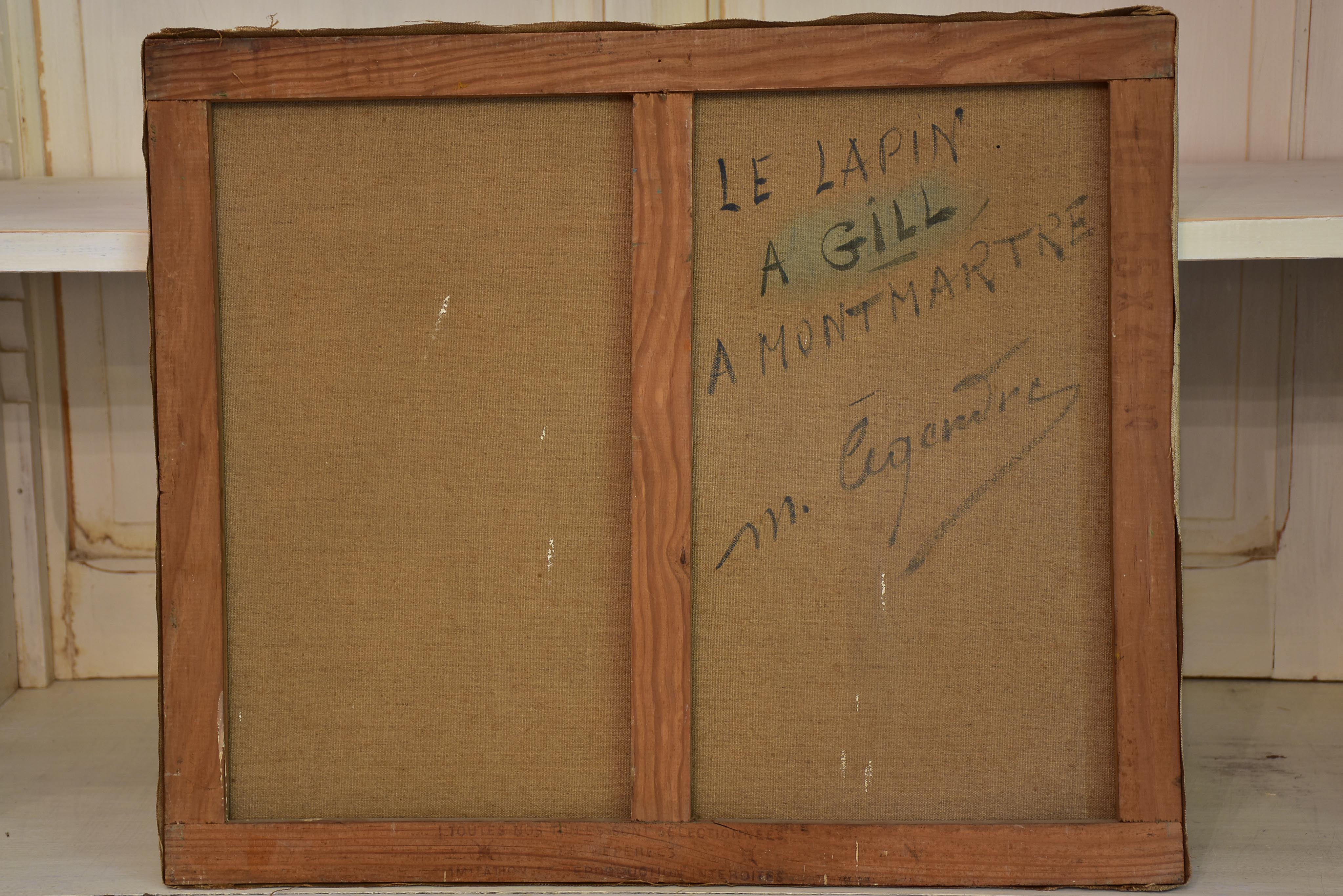Painting titled "Le Lapin à Gill" Montmartre, Paris by artist M. Legendre