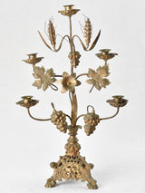 Church candlestick with flowers and wheat 21¾"