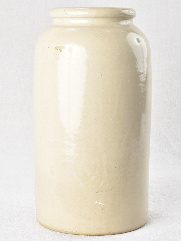 Large stoneware mustard pot - beige 16½"