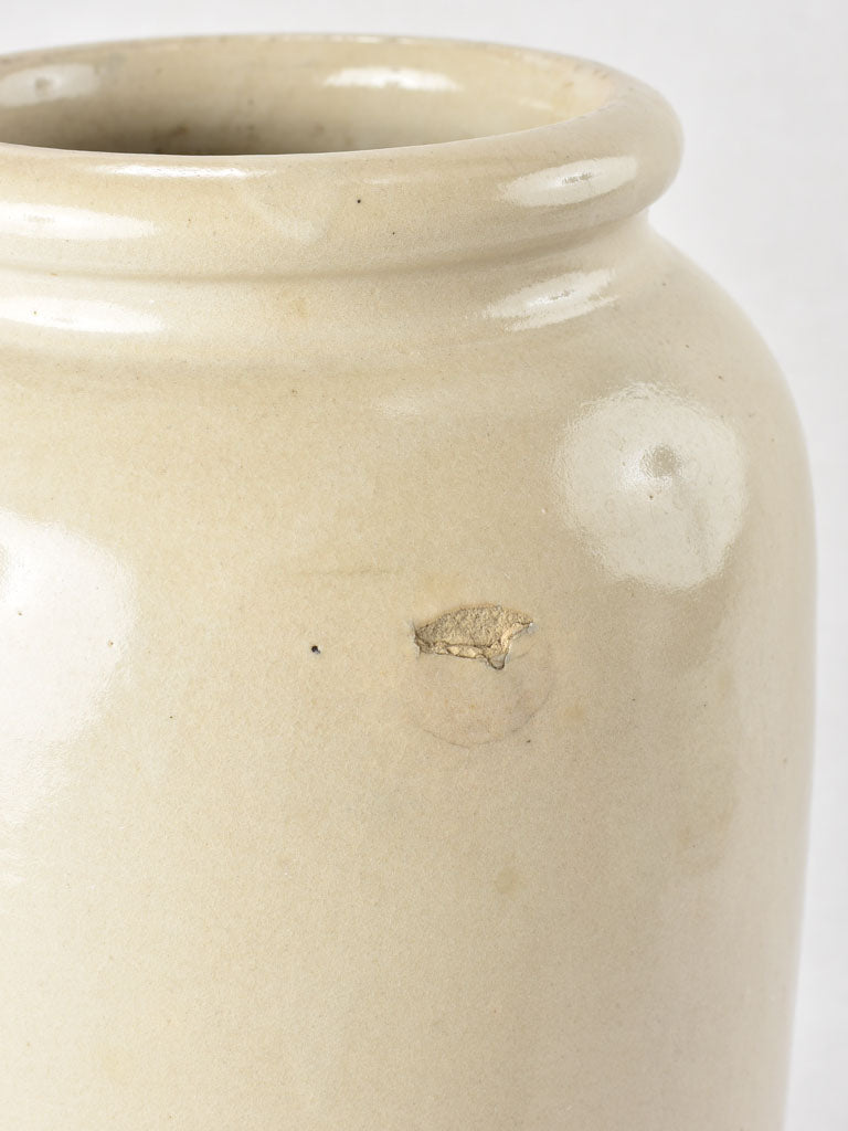 Large stoneware mustard pot - beige 16½"