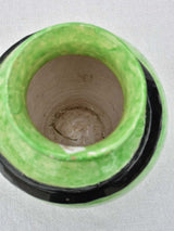 Mid century vase with green glaze and black swirl - Montigny Sur Loing Majolica 10¼"