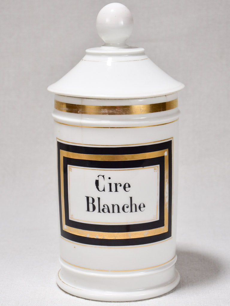 Napoleon III pharmacy jar - Cire blanche 10¼"