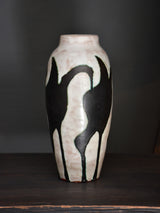 Black and white glazed terracotta vase by Albert Spinelli