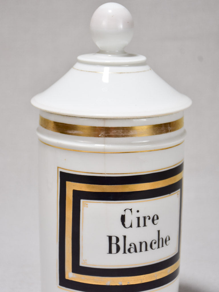 Napoleon III pharmacy jar - Cire blanche 10¼"
