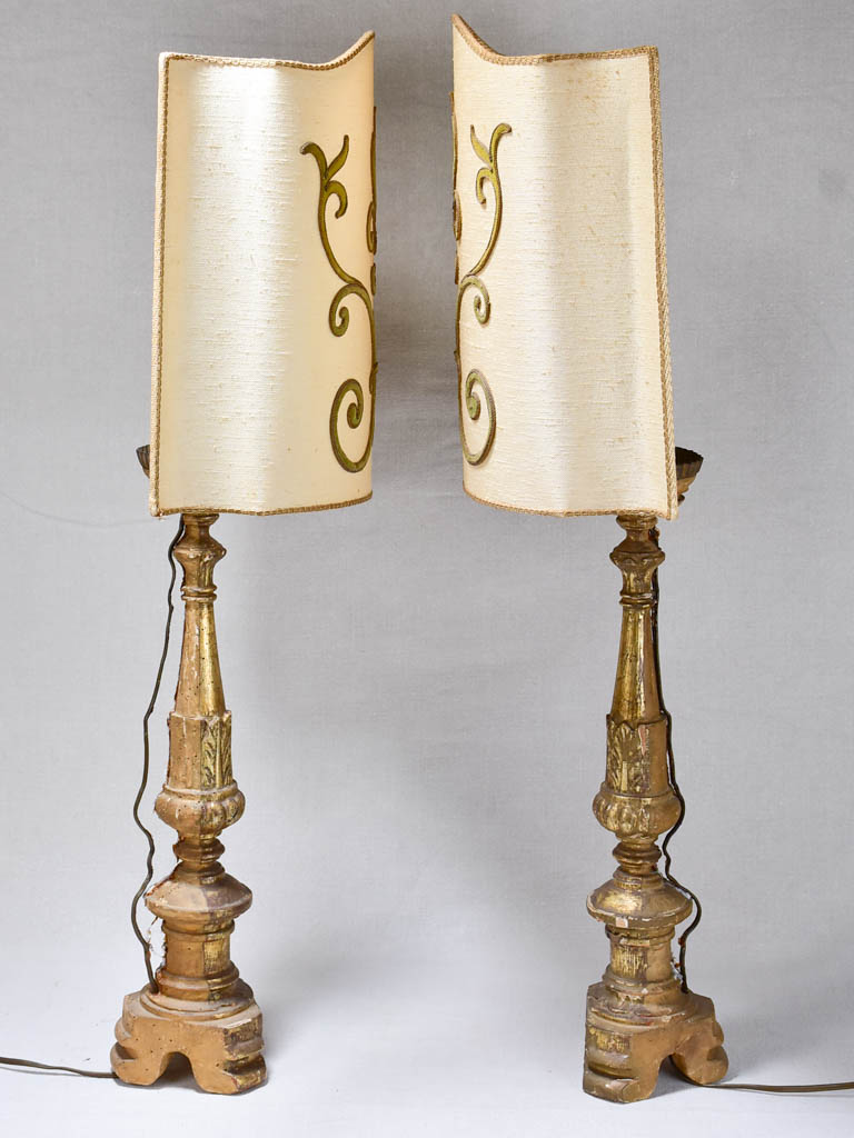 Pair of 18th-century French candlestick lamps 34¼"