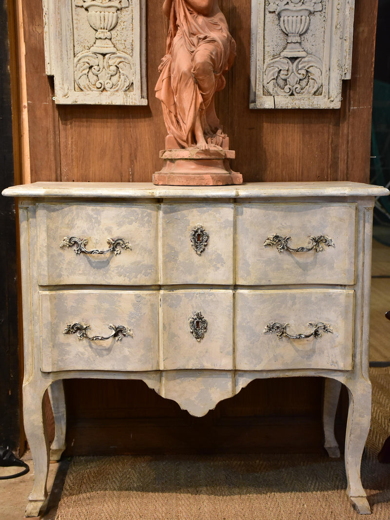 Small vintage French commode with grey patina