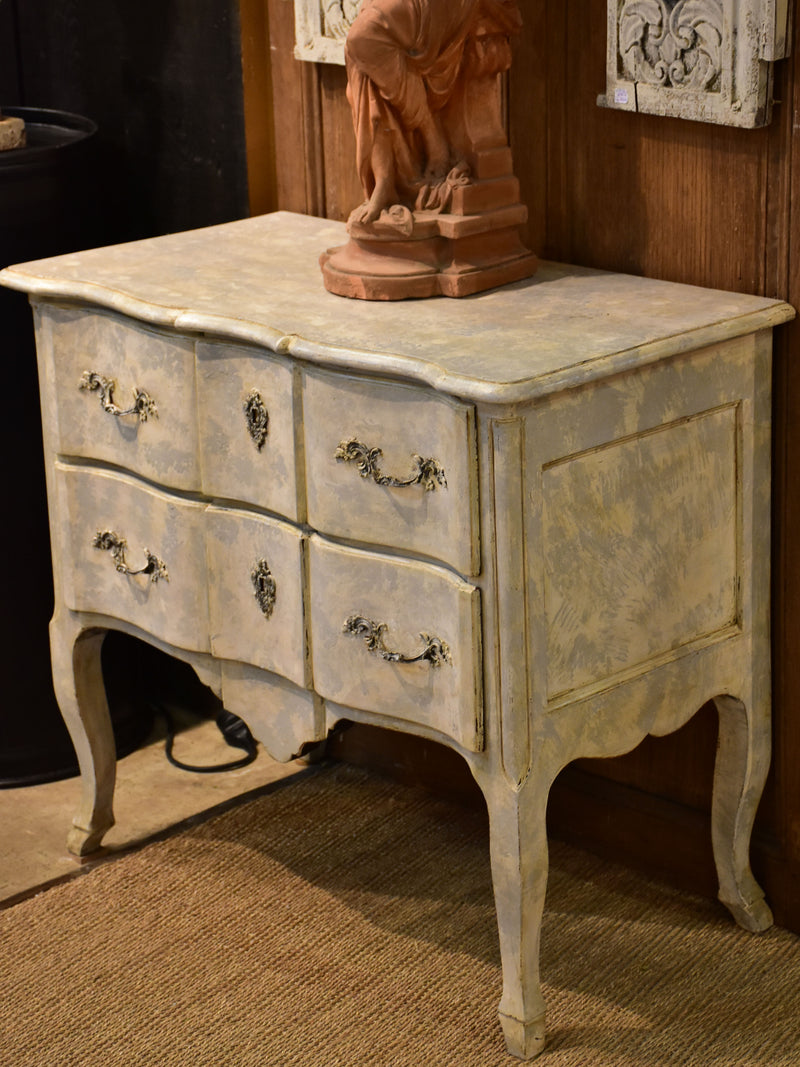 Small vintage French commode with grey patina