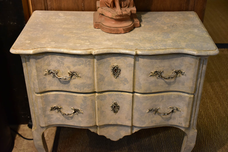 Small vintage French commode with grey patina