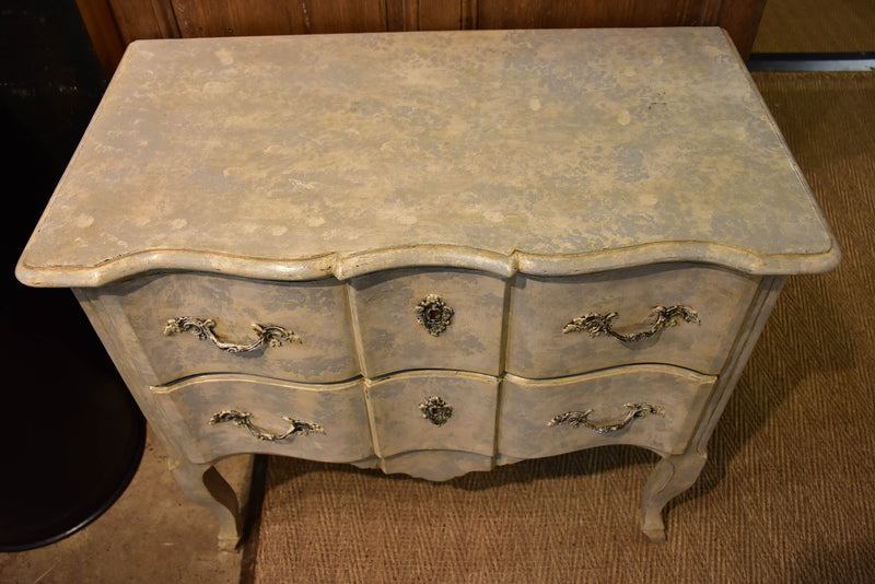 Small vintage French commode with grey patina
