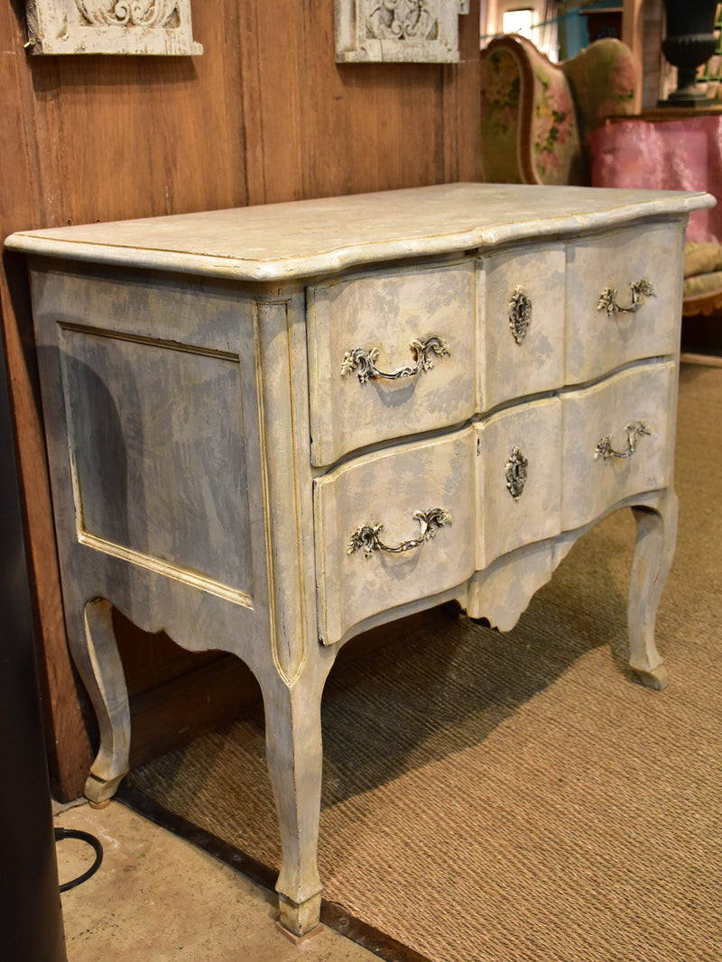 Small vintage French commode with grey patina