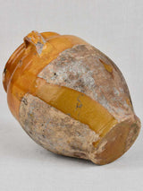 Antique French confit pot with yellow ocher glaze 10¾"
