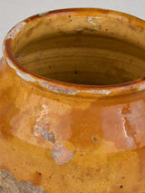 Antique French confit pot with yellow ocher glaze 10¾"