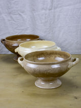 Three antique French Digoin Faience soup tureens