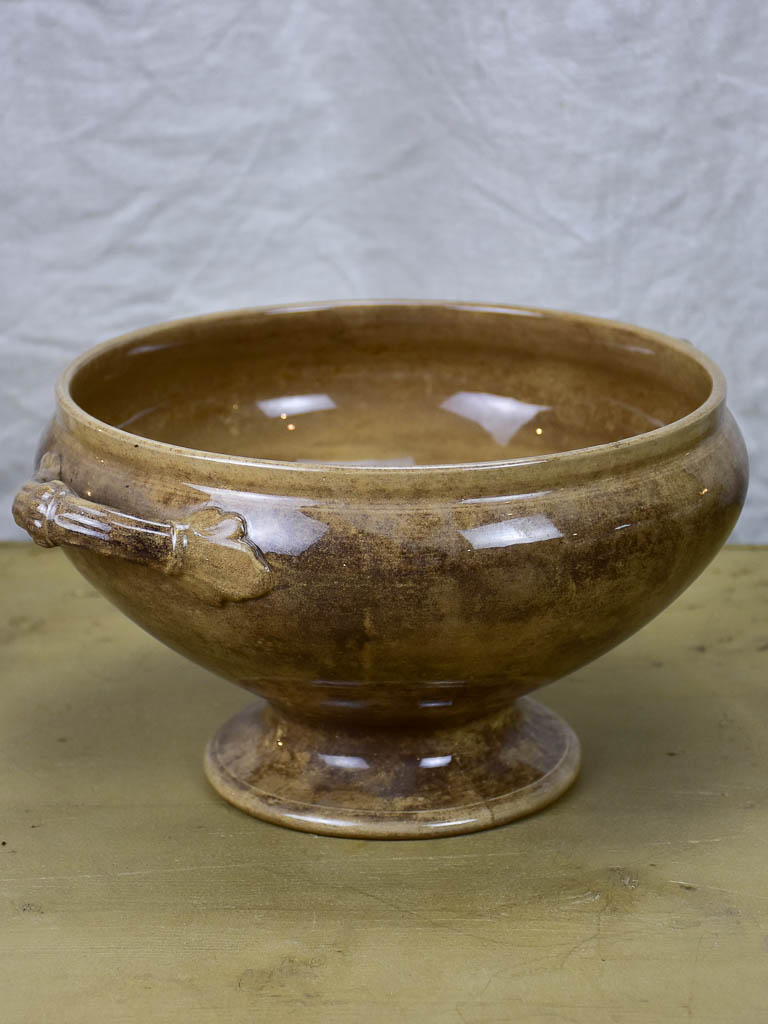 Antique French soup tureen - brown, Digoin