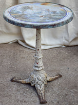 Antique French bistro table with decorative top