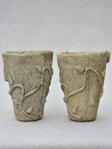 Pair of small vintage cement flower pots 6¼"
