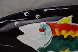 Mid century Fish platter - black hand painted 24½"