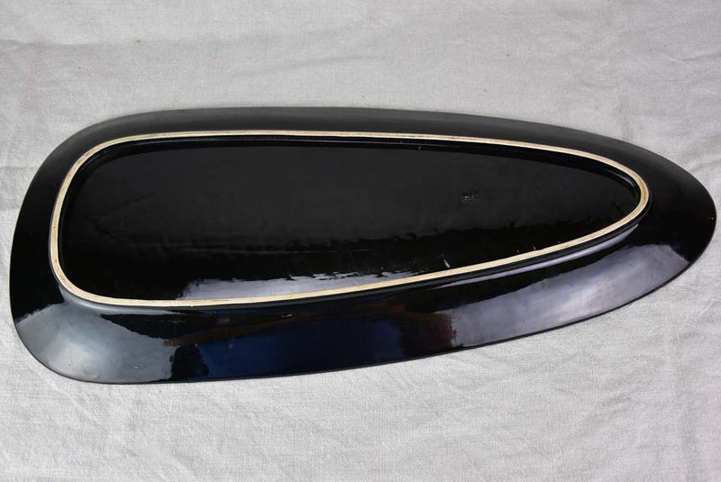 Mid century Fish platter - black hand painted 24½"